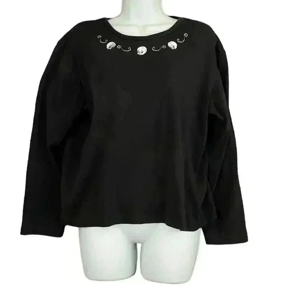 VTG Tweety Bird Long Sleeve T-Shirt XL Monochrome 90s Y2K Black - Picture 1 of 9